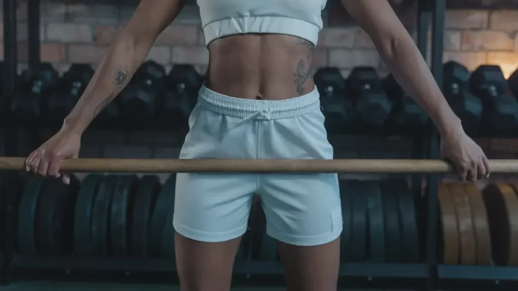 Woman with strong core muscles.